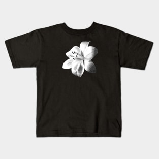 White Lily Black Background Kids T-Shirt